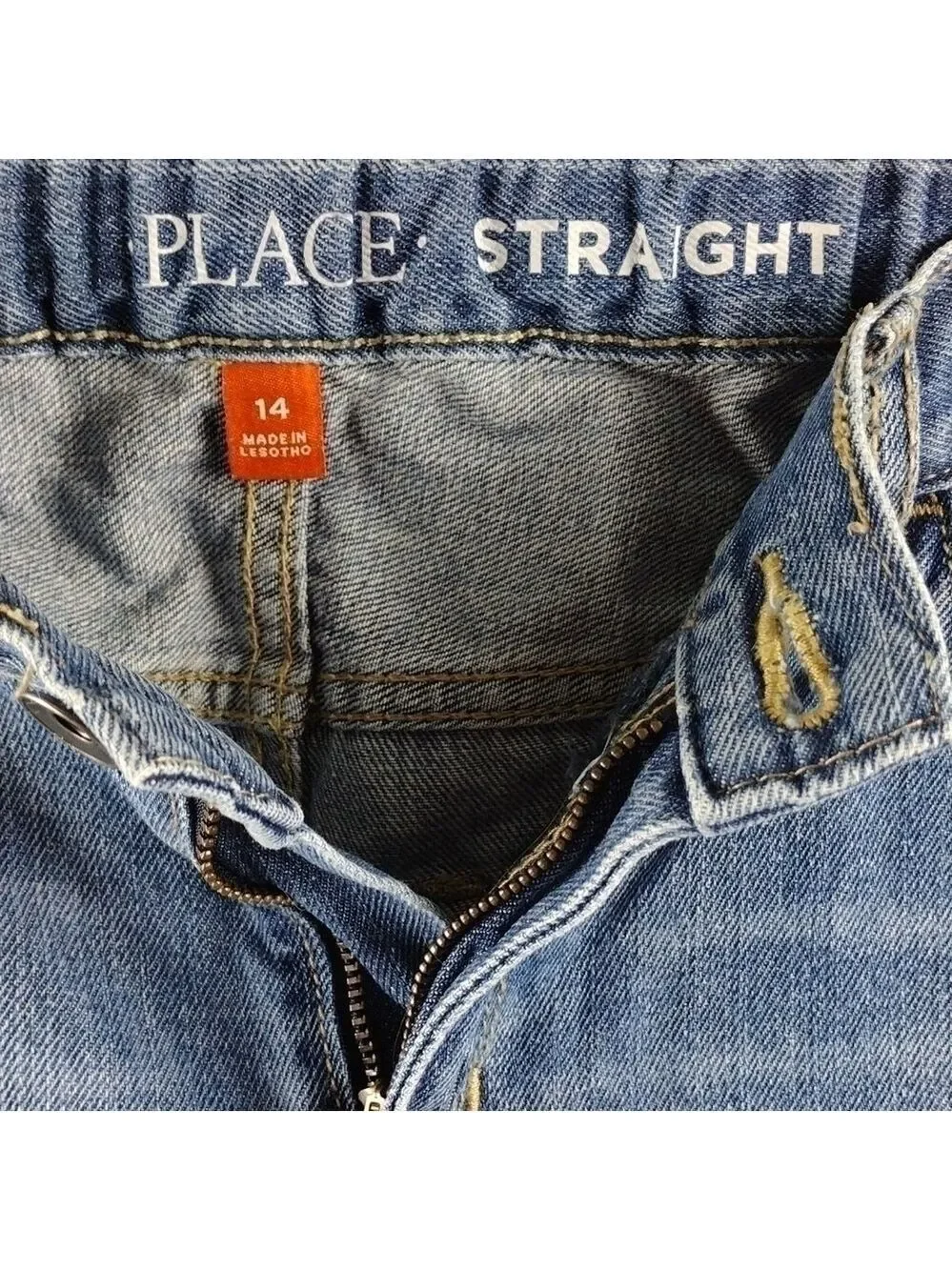 Children's Place Blue Medium Wash Five Pocket Straight Leg Adjustable Waist Jean
